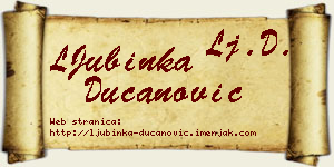 LJubinka Ducanović vizit kartica